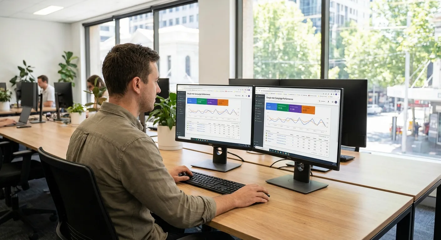 Google Ads campaign dashboard showing performance metrics