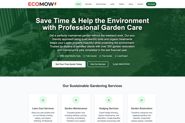 EcoMow Sustainable Gardening website screenshot