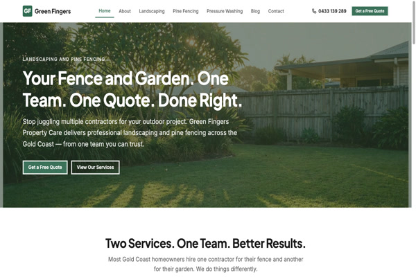 Green Fingers Property Care website screenshot