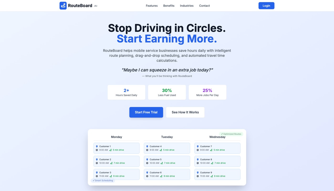 RouteBoard - Scheduling Platform website screenshot