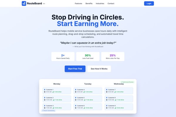 RouteBoard - Scheduling Platform website screenshot