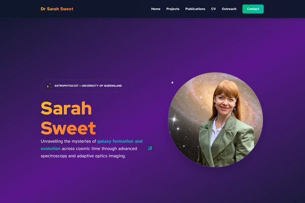 Dr Sarah Sweet - Academic Portfolio website screenshot