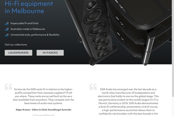 SGR Audio - Premium Loudspeakers website screenshot