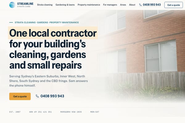 Streamline Strata Care - Strata Cleaning Website website