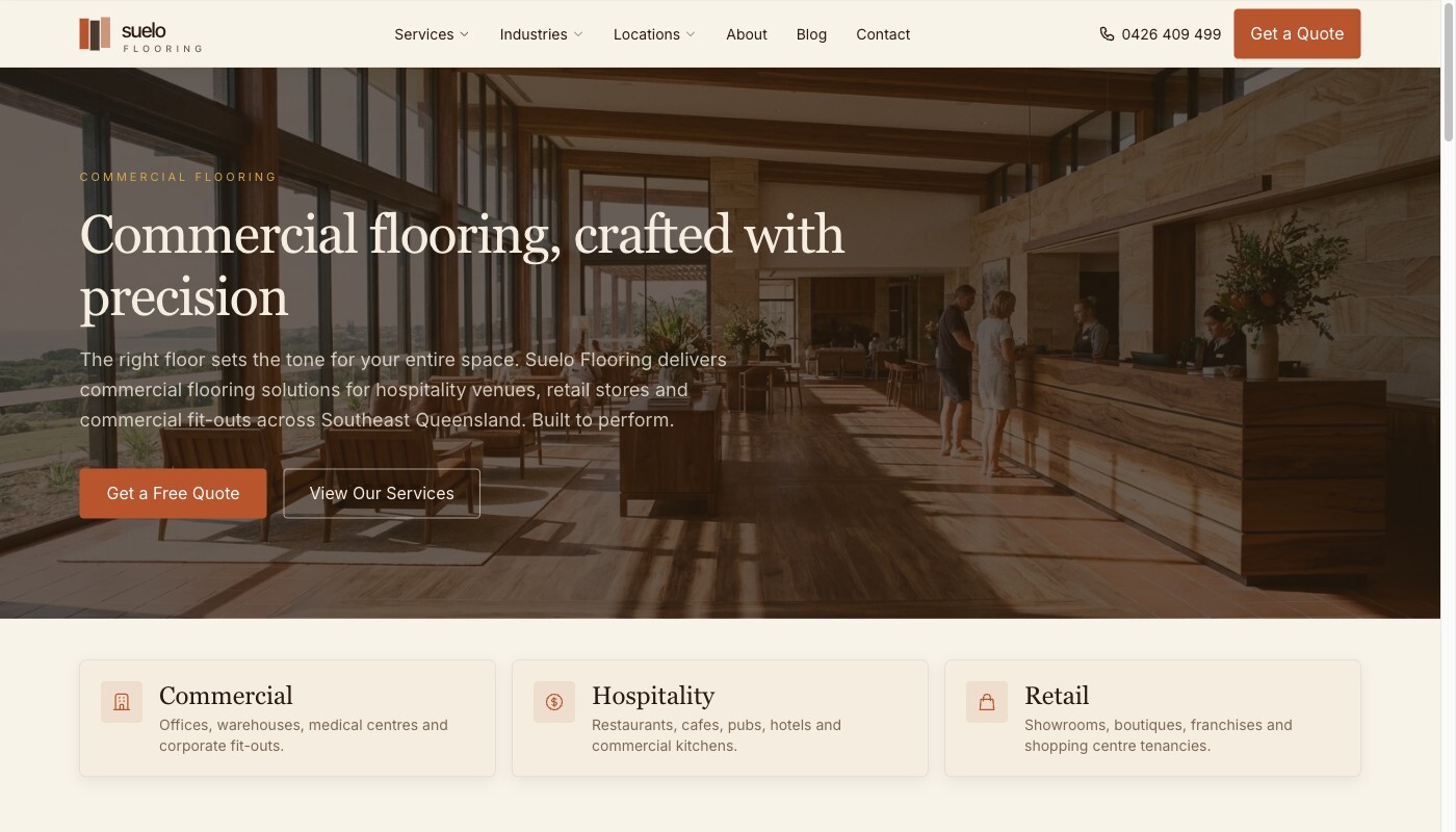 Suelo Flooring website screenshot