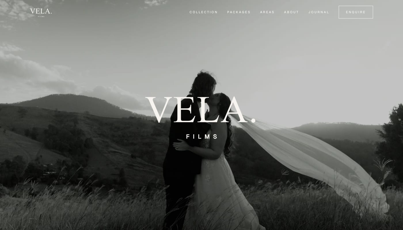 Vela Films - Wedding Films and Photography website screenshot